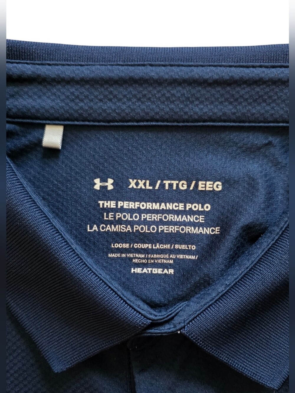 Under Armour 2XL Navy Pink Colorblock Short Sleeve Performance Polo XXL Golf - Picture 2 of 7